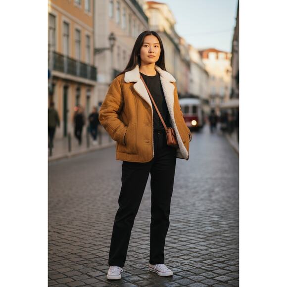 H&M Jackets & Blazers - H&M Women’s Sherpa Lined Button Front Jacket Coat Brown Tan Size M